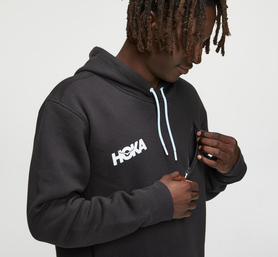 Hoka One One Mens Hoodie - Performance - Black - FEWS57284